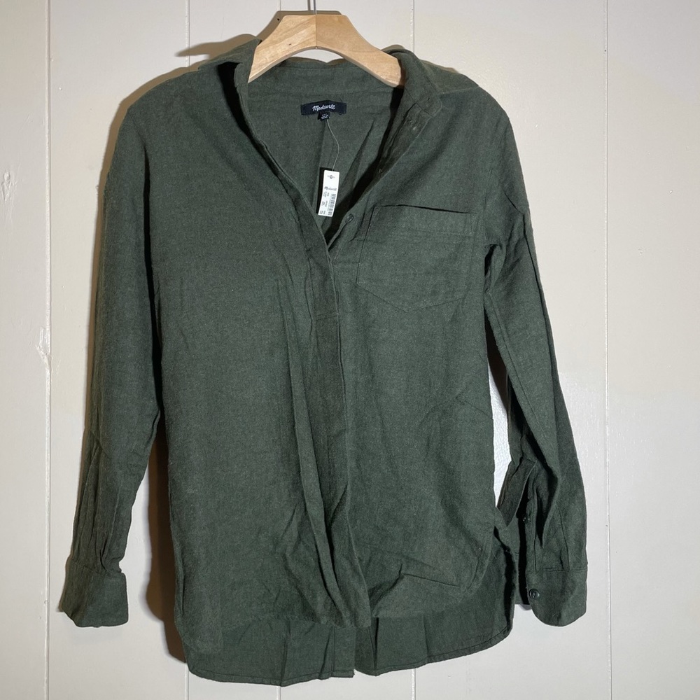 Madewell flannel classic ex-boyfriend button back shirt NWT xxs